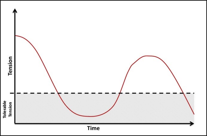 Graph show tension levels over the life of a group.